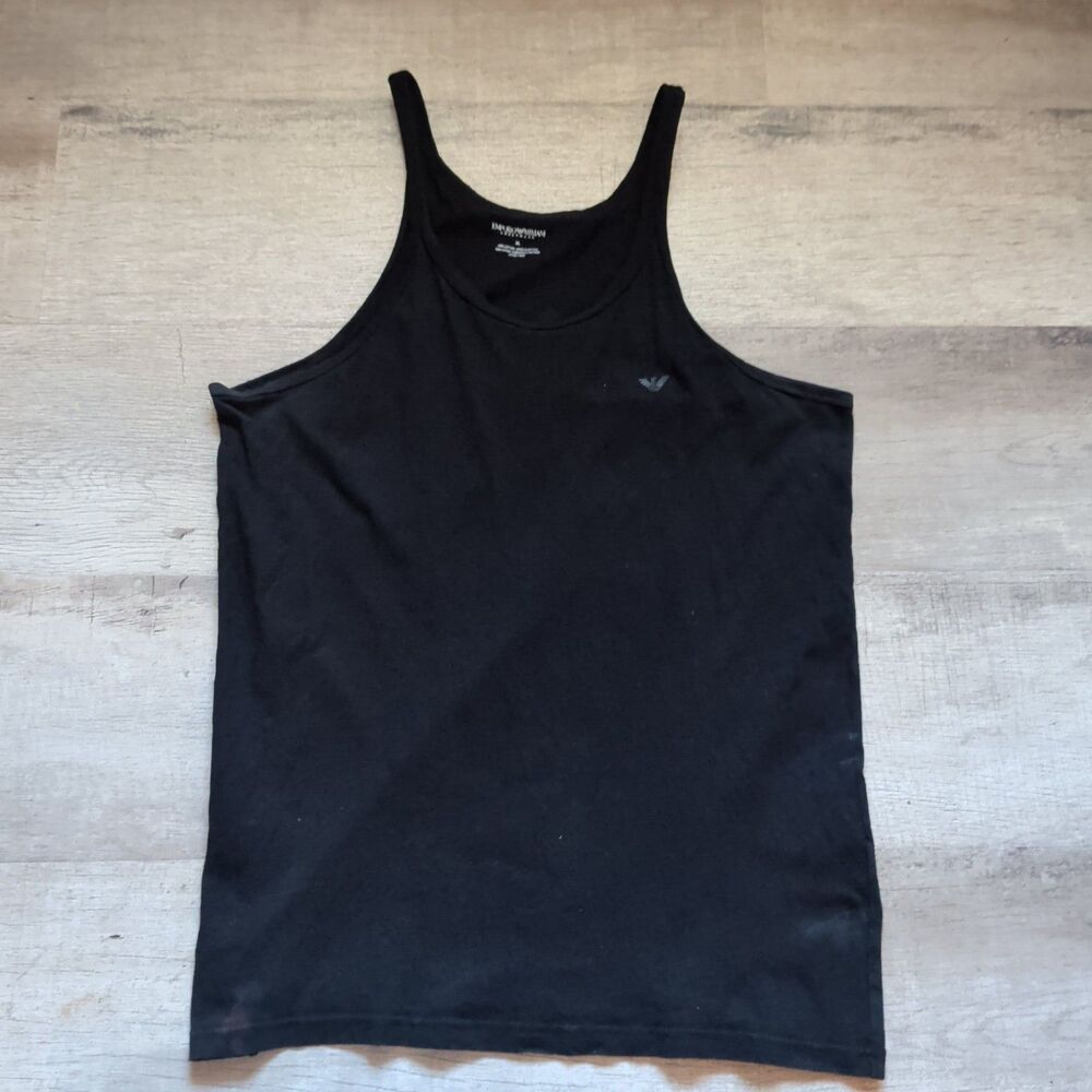 Emporio Armani Men's Black Tank Top Sleeveless T-Shirt XL 100% Cotton